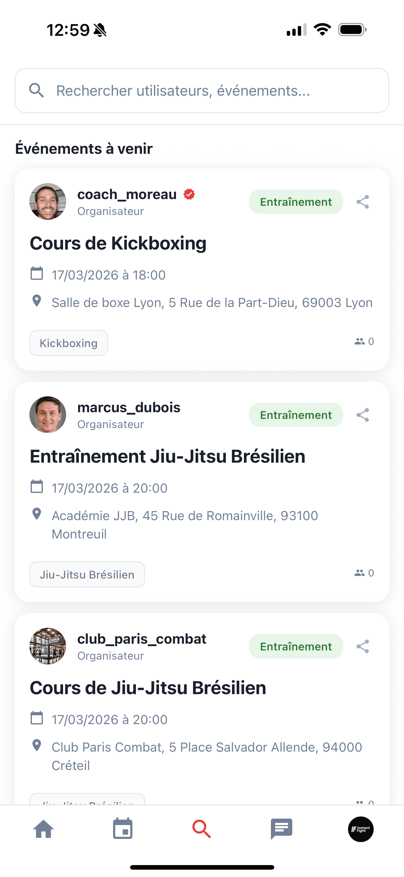Capture d'écran - Recherche